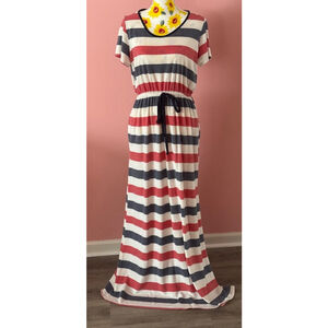 Women's 143 Story Maxi Dress, L, Red & White